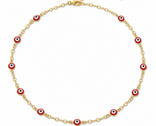 COLLAR DE CHAPA DE ORO CON OJOS COLOR ROJO 