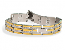 PULSERA DE ACERO INOXIDABLE PLATEADA CON DORADA