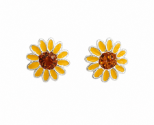 ARETES DE GIRASOL STERLING DE PLATA 
