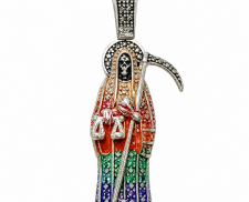 DIJE DE PLATA CON DISEÑO DE LA SANTA MUERTE