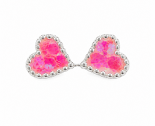 ARETES DE CORAZON ROSAS STERLING PLATA