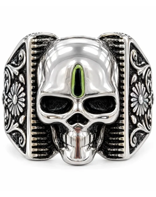 Anillo Caballero Cráneo con Flores