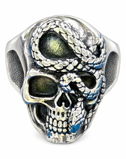 Anillo Caballero Cráneo con Serpiente
