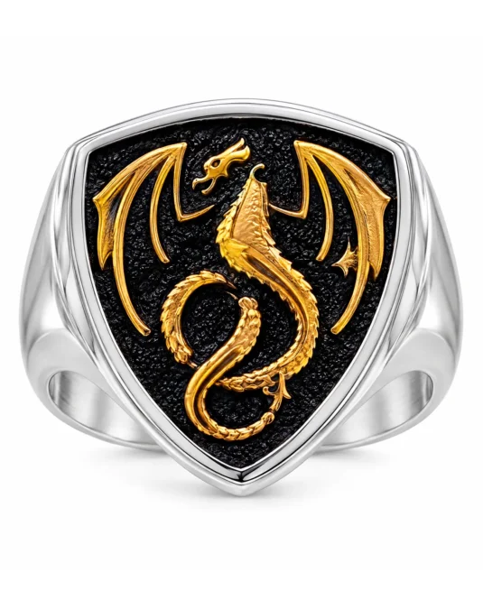 Anillo Caballero Escudo de Dragón