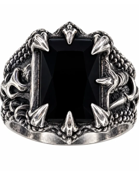 Anillo Caballero Piedra Rectangular Onix