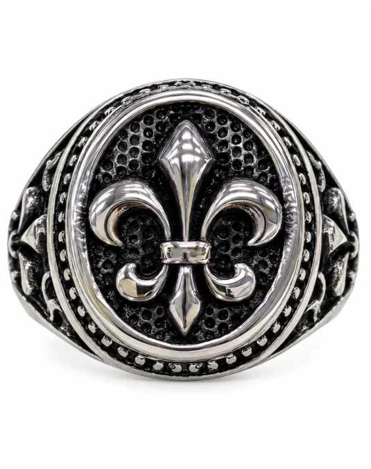 Anillo Caballero Flor Texturizado