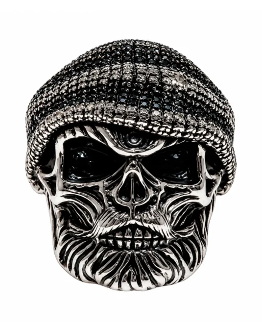 Anillo Caballero Calavera Barbuda con Gorro
