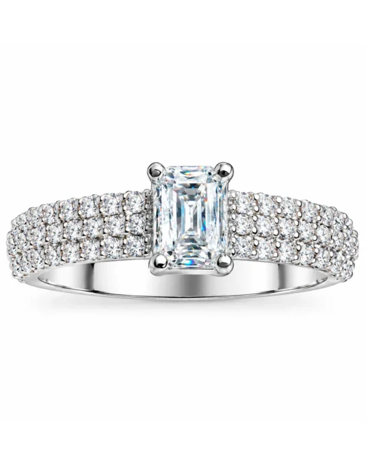 Anillo Esmeralda Pavé Zirconias