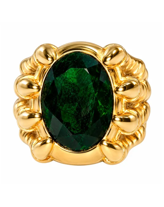 Anillo Dorado con Esmeralda