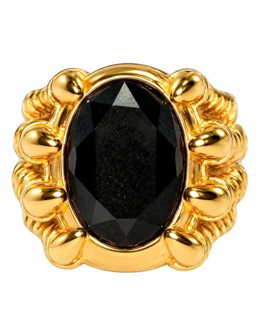 Anillo Dorado con Onix