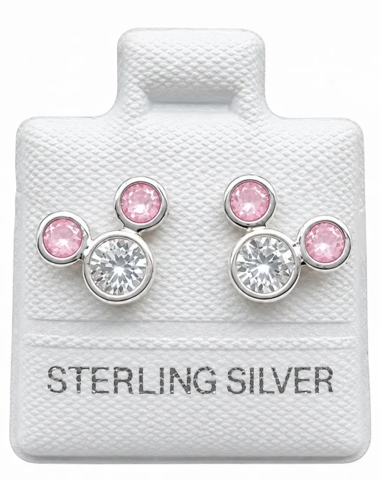 Aretes de Plata Brillos Rosas
