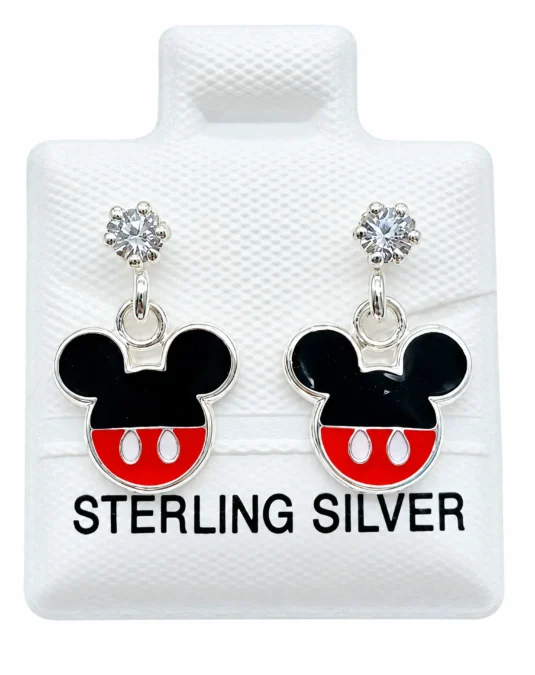 Aretes de Plata Colgantes de Mickey