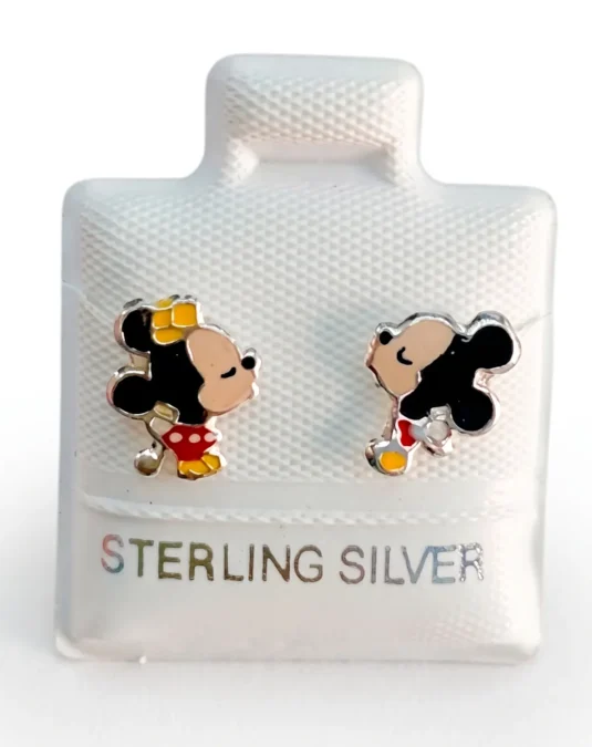 Aretes de Plata Pareja Mickey y Minnie
