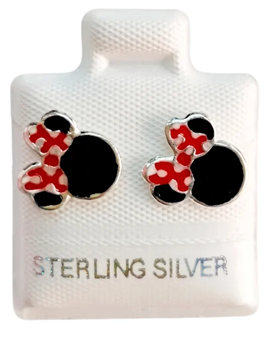 Aretes de Plata de Minnie con Moño