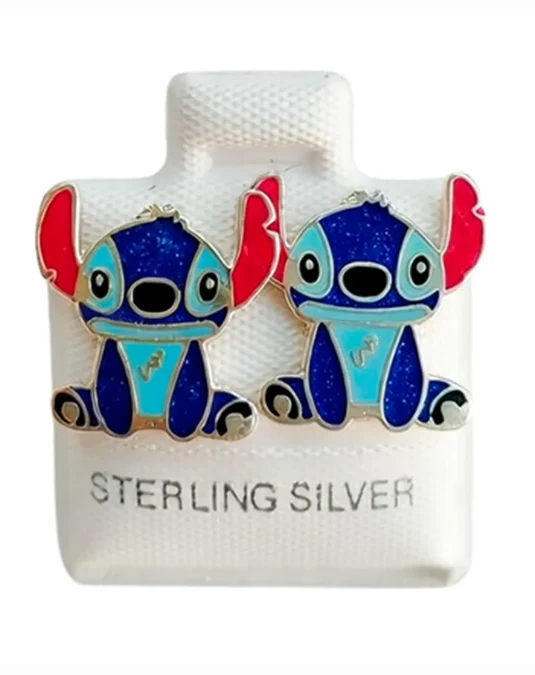 Aretes de Plata Stitch Azul