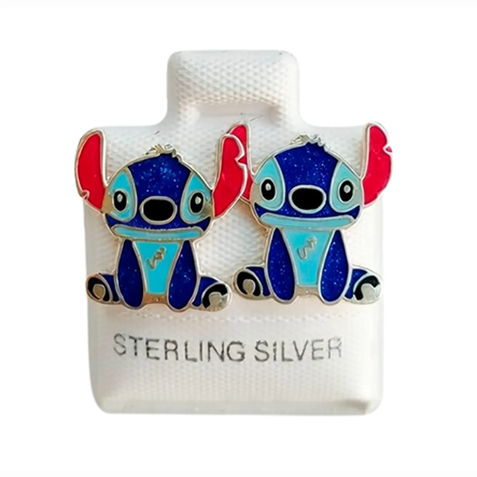Aretes de Plata Stitch Azul