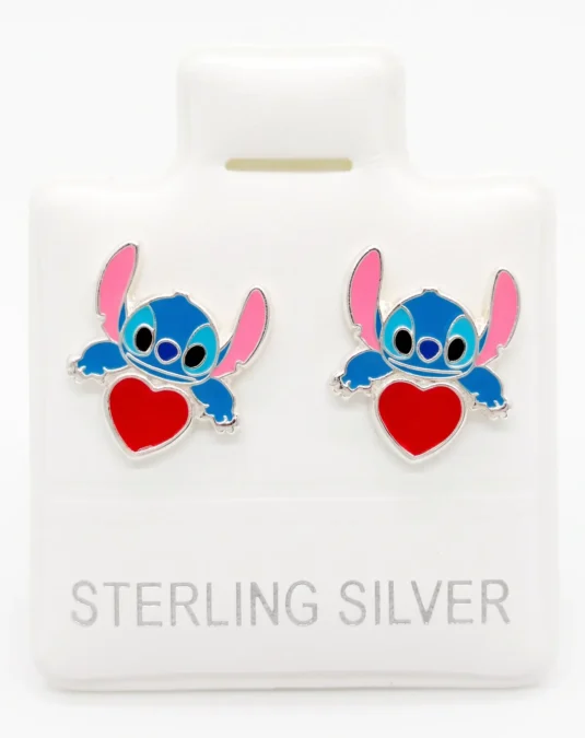 Aretes de Plata Stitch con Corazón