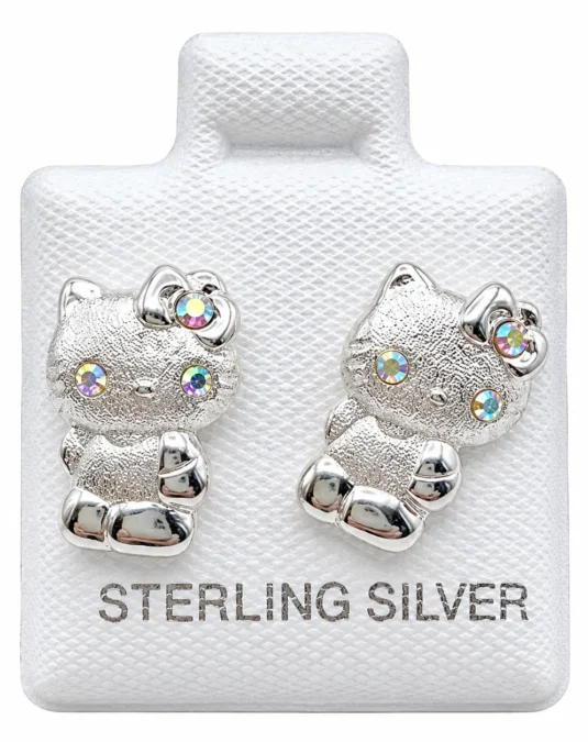 Aretes de Plata Kitty Plateada