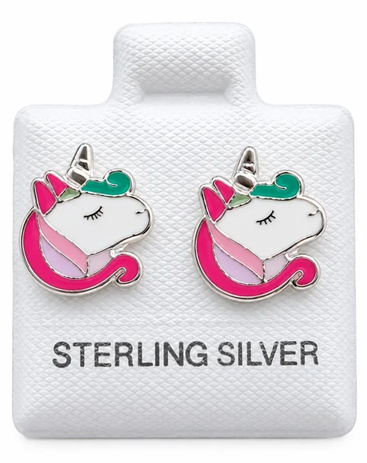 Aretes de Plata en Forma de Unicornio