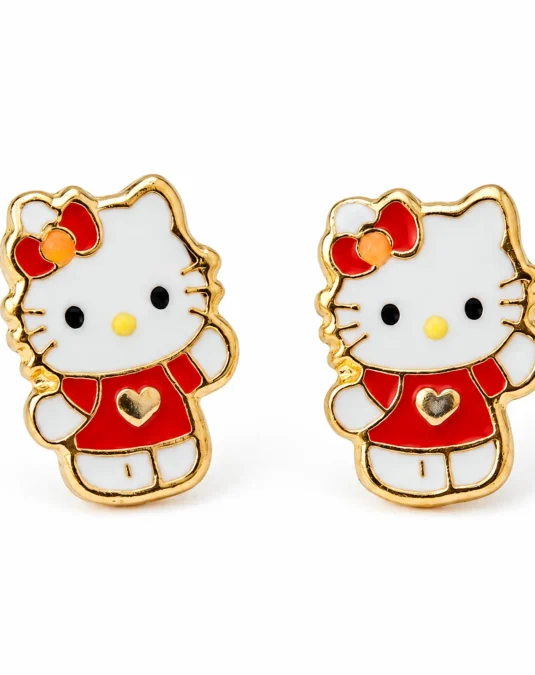 Aretes de Oro de Hello Kitty