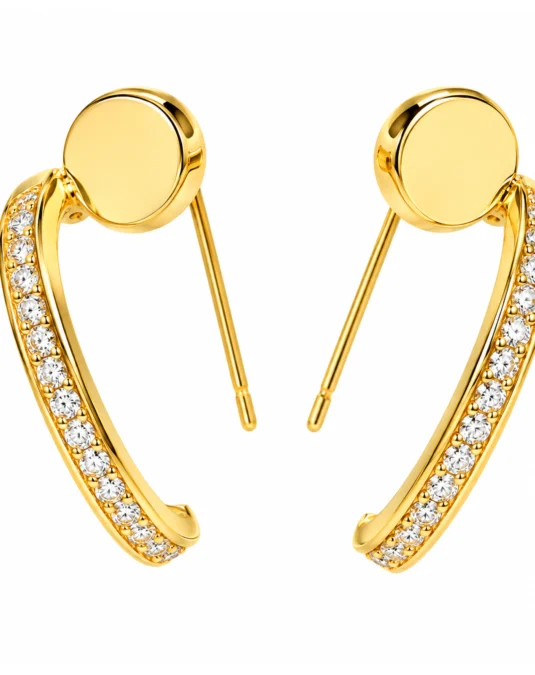Aretes de Acero Inoxidable Media Argolla con Disco Circular