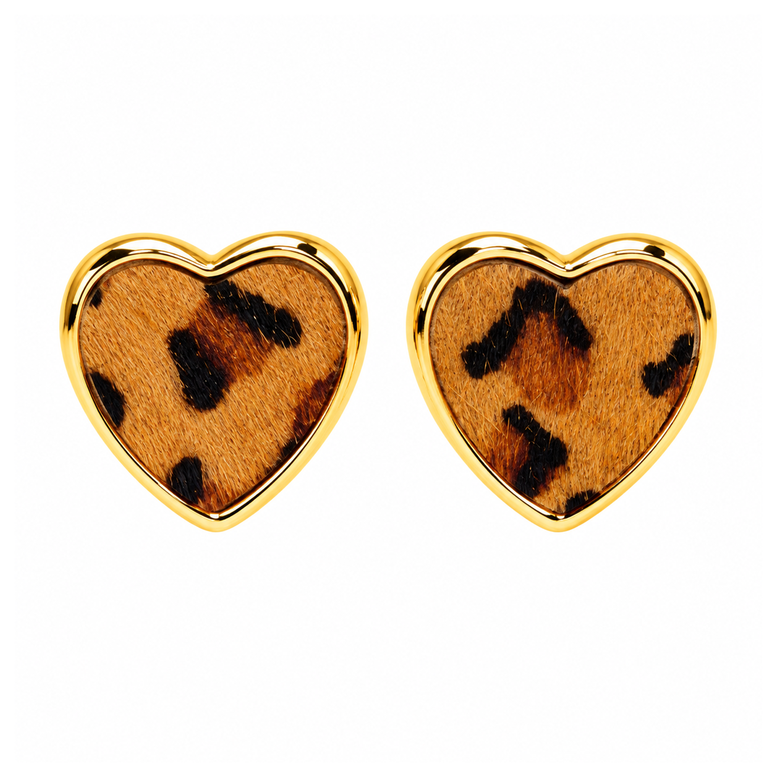 Aretes de Acero Inoxidable de Corazón con Estampado Animal Print