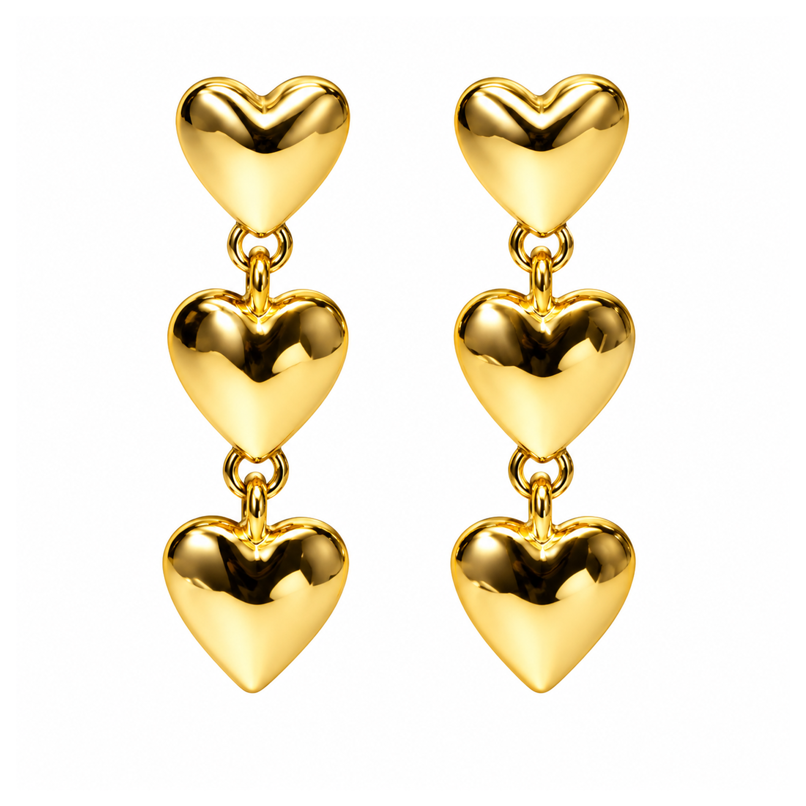 Aretes de Acero Inoxidable Colgantes de Triple Corazón