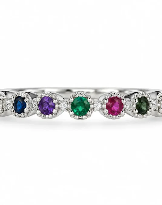 Anillo de Plata con Piedras de Colores