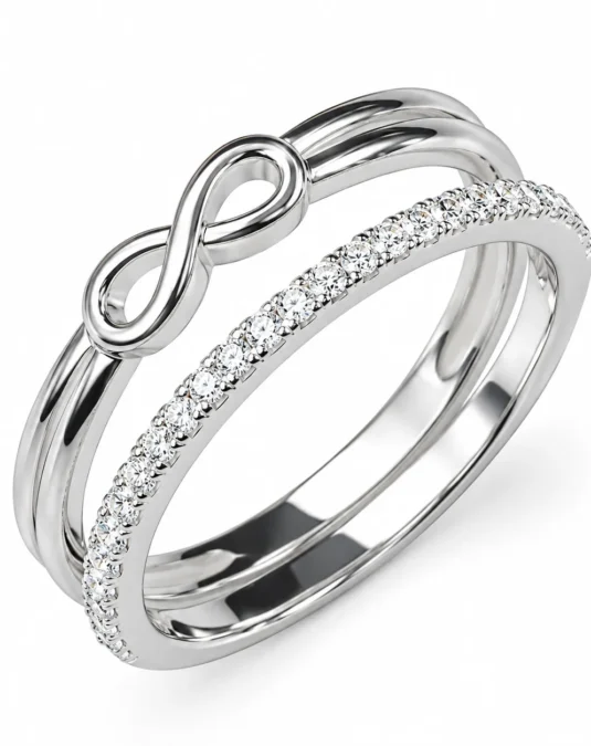 Anillo de Plata en forma de Infinito Doble