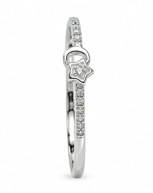 Anillo de Plata en forma de Luna y Estrella