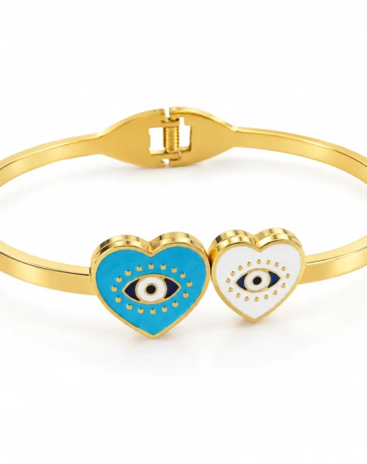 Brazalete Dorado con Corazones y Ojos