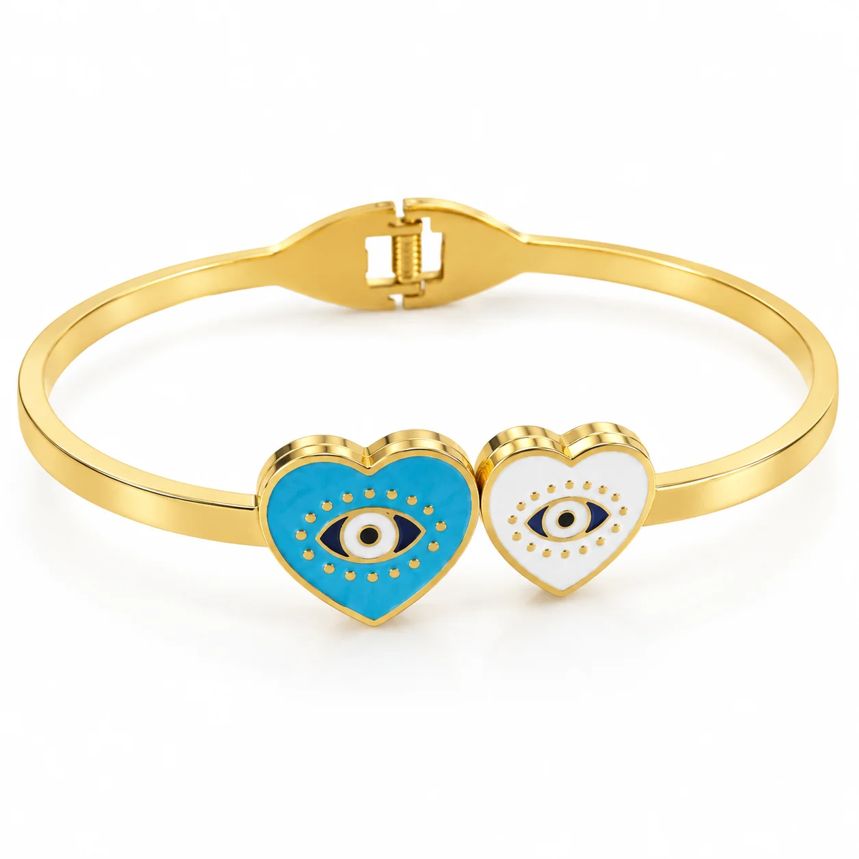 Brazalete Dorado con Corazones y Ojos