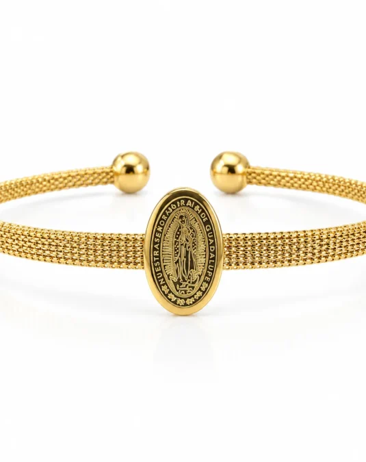 Brazalete Dorado con la Virgen de Guadalupe