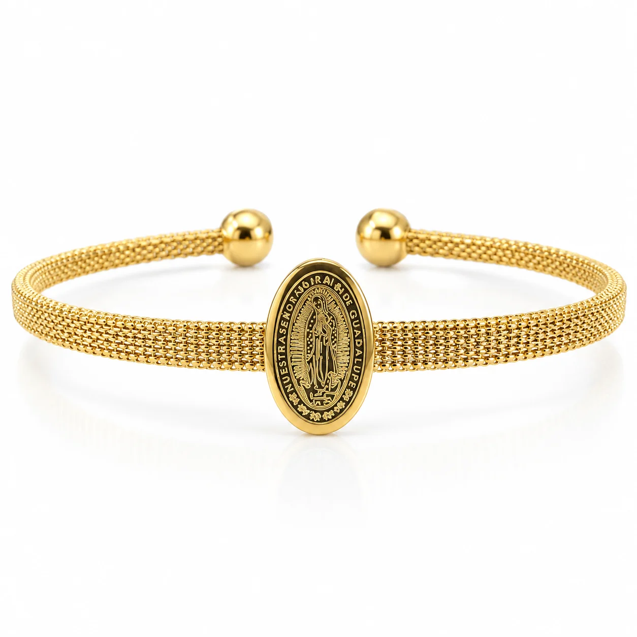 Brazalete Dorado con la Virgen de Guadalupe