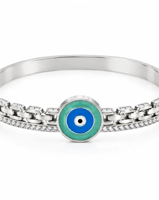 Brazalete Plateado con Ojo Turco