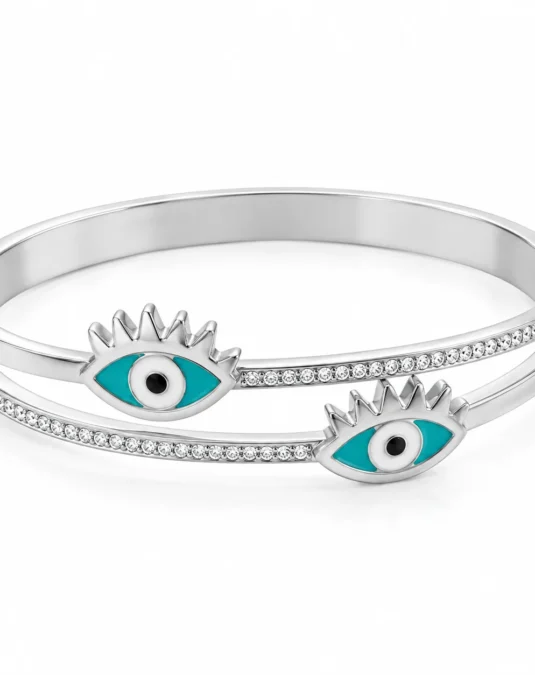 Brazalete Plateado Doble con Ojos
