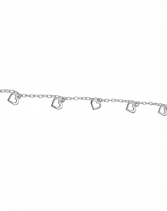 Pulsera de Plata Placa de Corazones