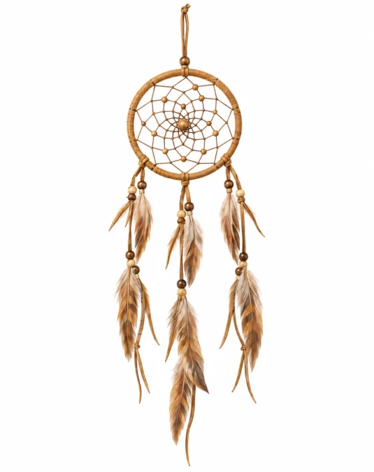 Atrapasueños Colgantes Beige con Plumas