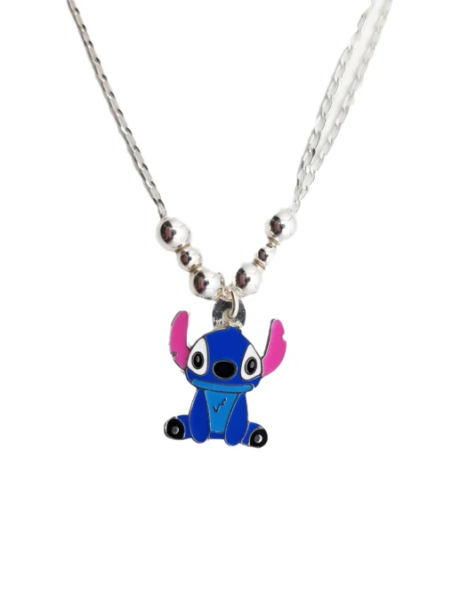 Collar de plata stitch azul
