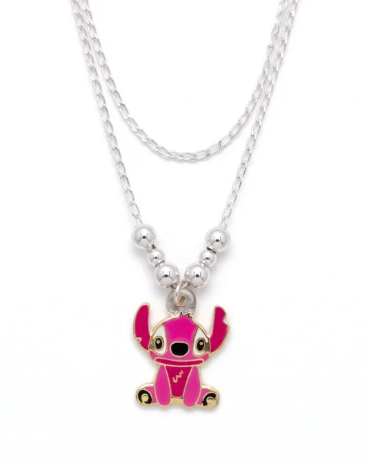 Collar de plata stitch rosa