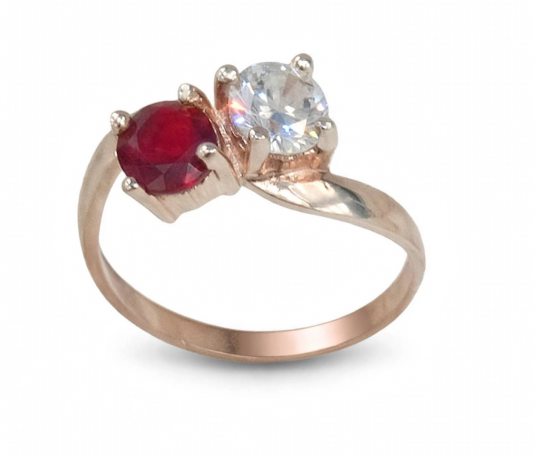 Anillo bronce rosa entrelazado rojo + blanco