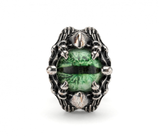 Anillo Acero Inoxidable Garra de Dragón con Ojo Verde