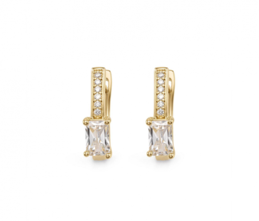 Aretes Huggie Baguette con Pavé Dorados