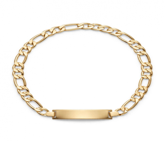 Pulsera Esclava Figaro con Placa Dorada