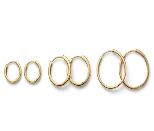 Set de 3 Pares de Argollas Doradas Lisas - Chica, Mediana y Grande