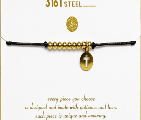Pulsera de Hilo Negro con Cruces Caladas