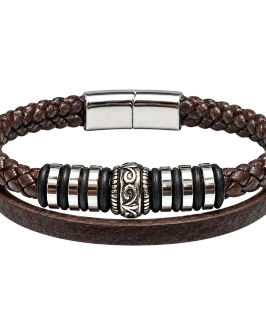 Pulsera de piel/caucho café