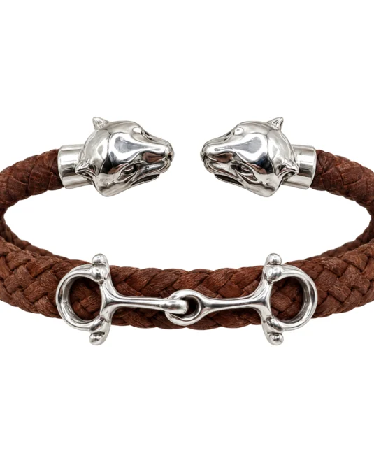 Pulsera de Piel/caucho café puma