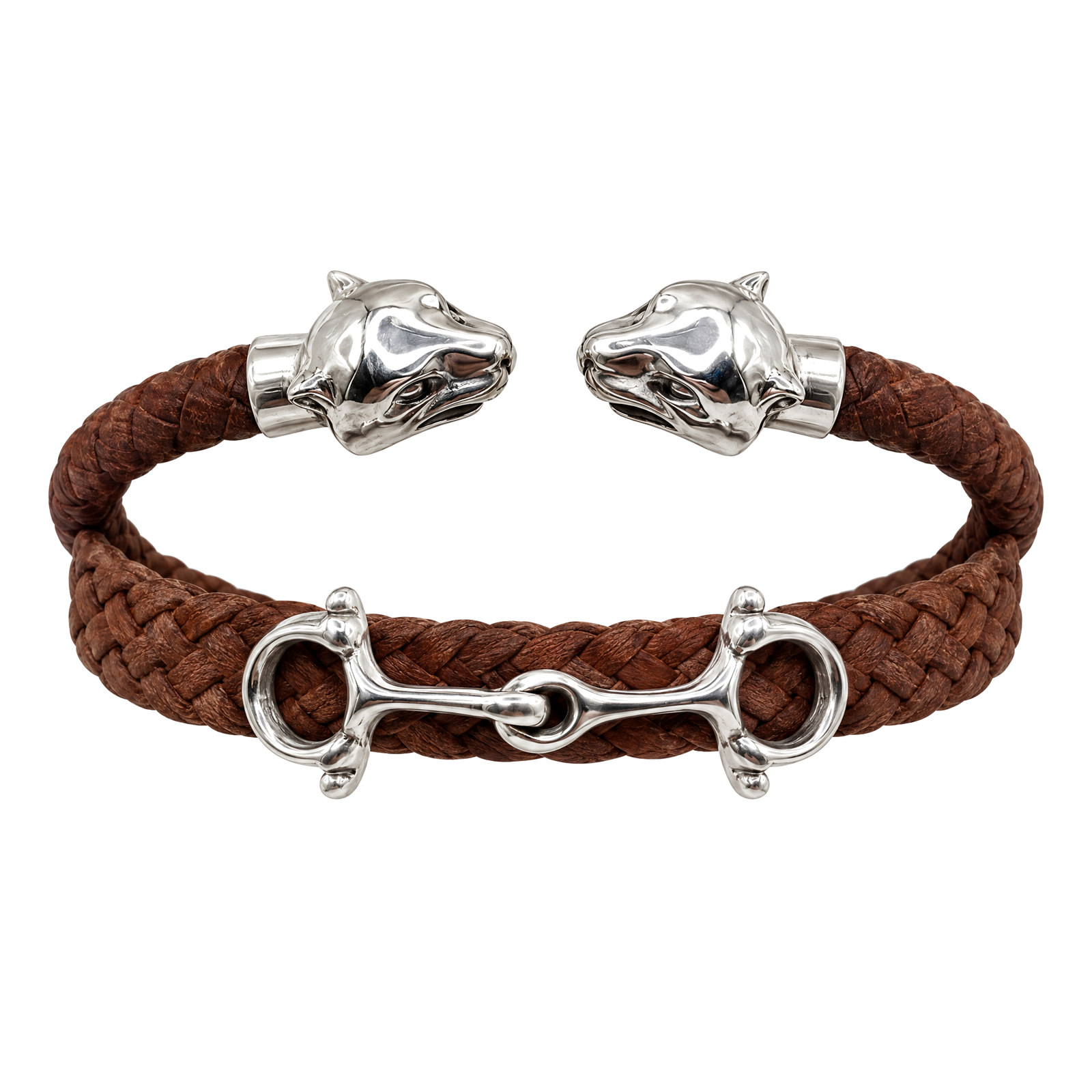 Pulsera de Piel/caucho café puma