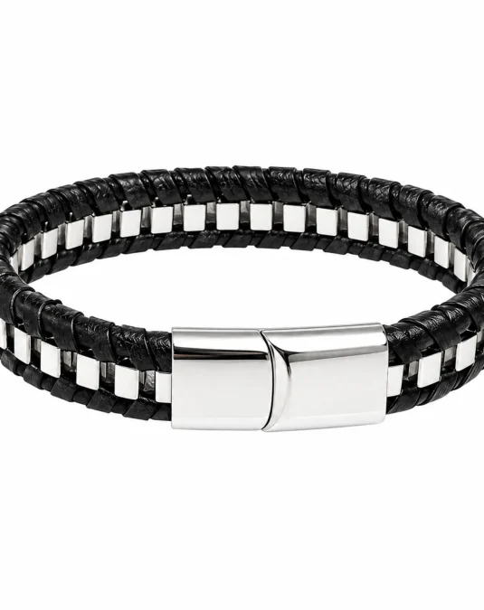 Brazalete Dual de Piel y Acero